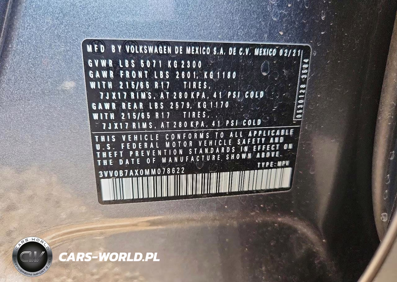2021 Volkswagen Tiguan S VIN:3VV0B7AX0MM078622 - 12