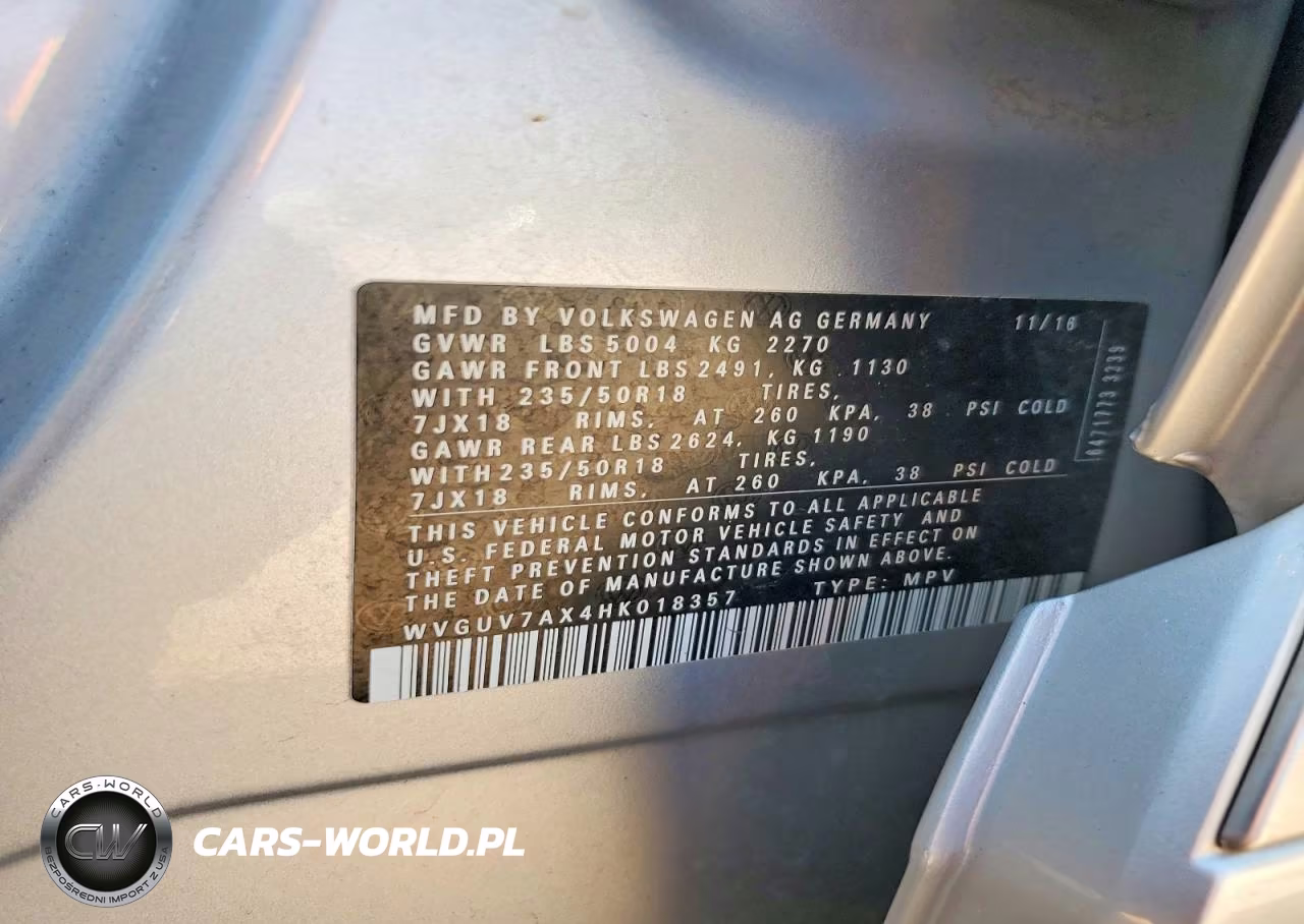 2017 Volkswagen Tiguan Sport VIN:WVGUV7AX4HK018357 - 13