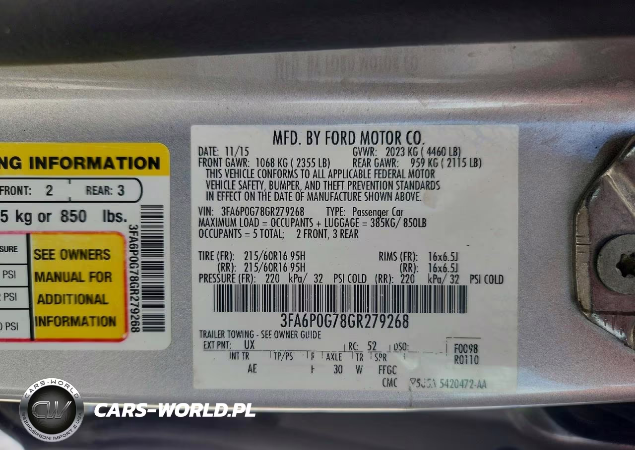 2016 Ford Fusion S VIN:3FA6P0G78GR279268 - 12