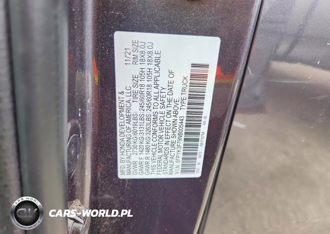 2022 Honda Ridgeline VIN:5FPYK3F79NB005443 - 13