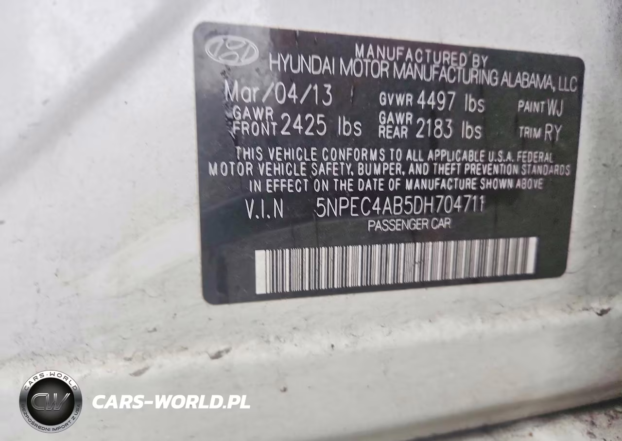 2013 Hyundai Sonata Se 2.0T VIN:5NPEC4AB5DH704711 - 12