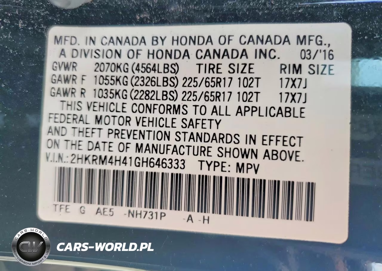 2016 Honda Cr-V Se VIN:2HKRM4H41GH646333 - 13