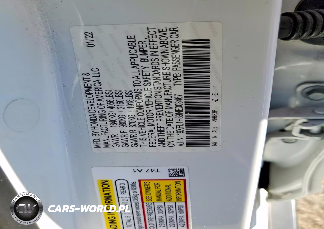 2022 Honda Civic Sport Touring VIN:19XFL1H89NE008467 - 12