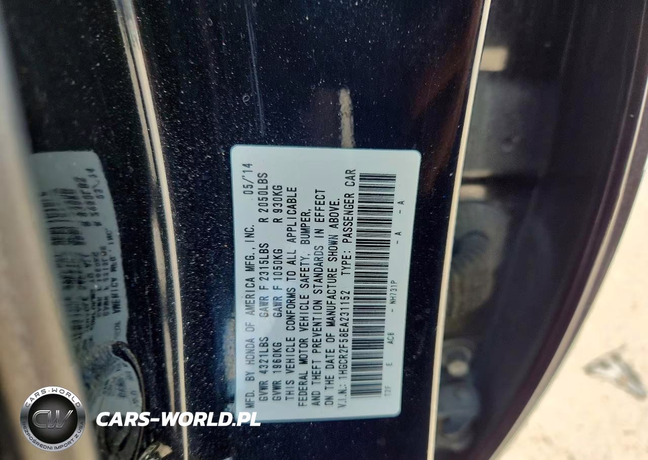 2014 Honda Accord Sport VIN:1HGCR2F58EA231152 - 13