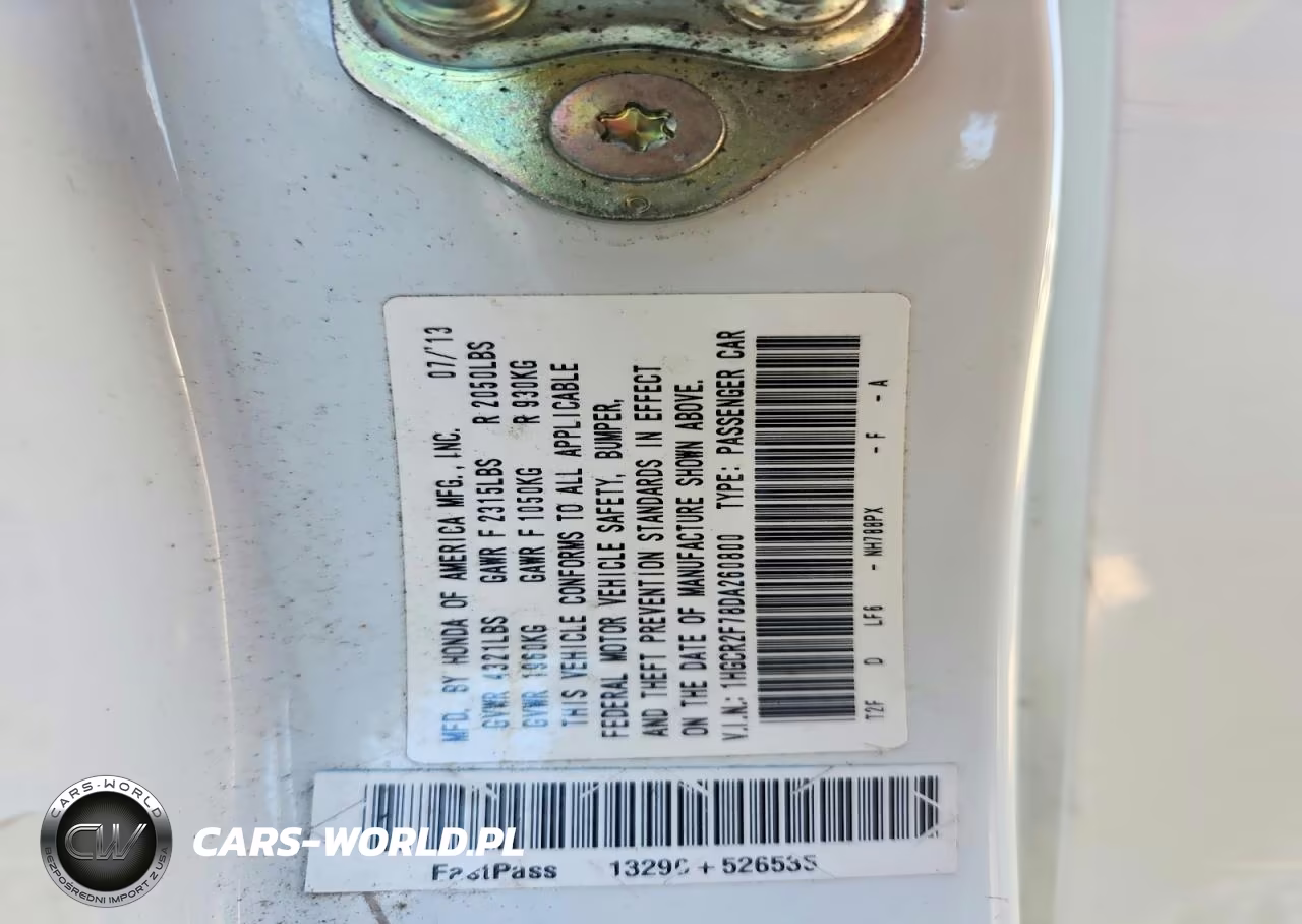 2013 Honda Accord Ex VIN:1HGCR2F78DA260800 - 12
