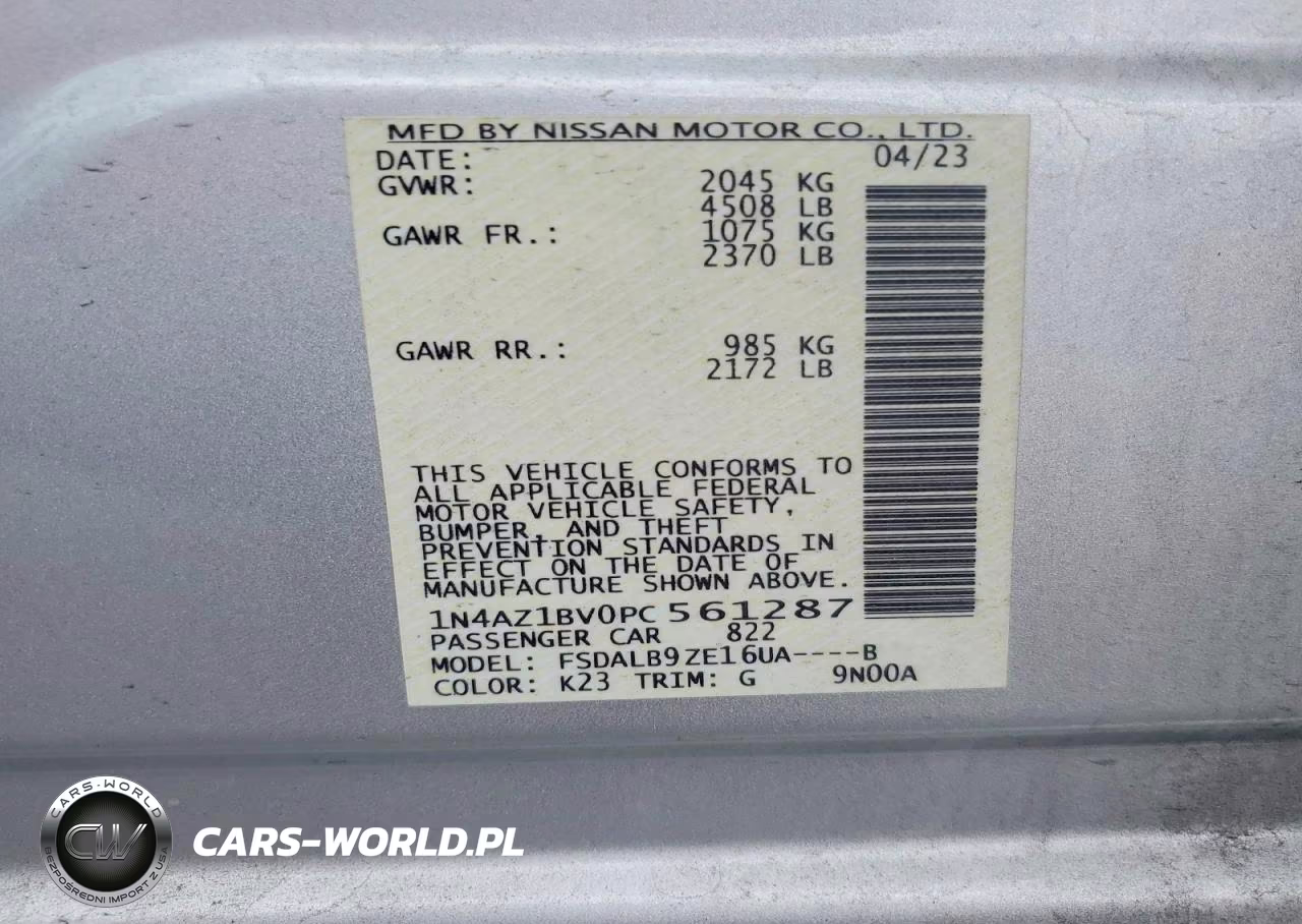 2023 Nissan Leaf S VIN:1N4AZ1BV0PC561287 - 12
