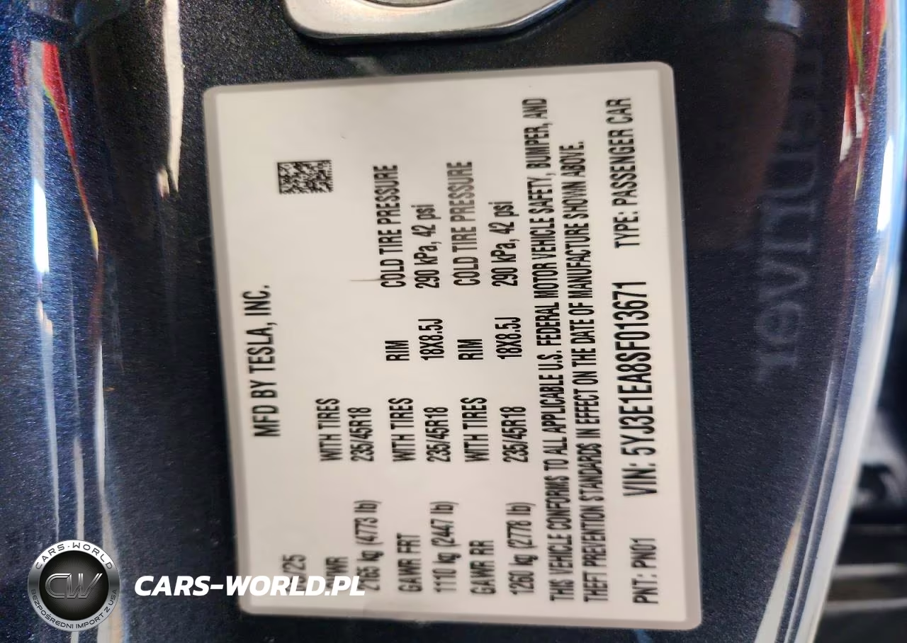 2025 Tesla Model 3 VIN:5YJ3E1EA8SF013671 - 13