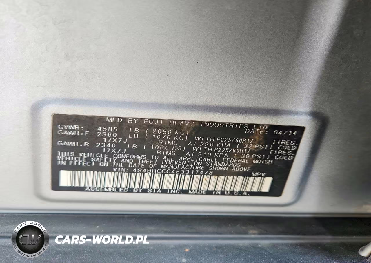 2014 Subaru Outback 2.5I Premium VIN:4S4BRCCC4E3317478 - 12