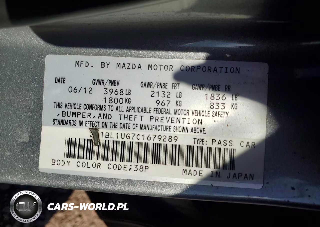 2012 Mazda 3 I VIN:JM1BL1UG7C1679289 - 12