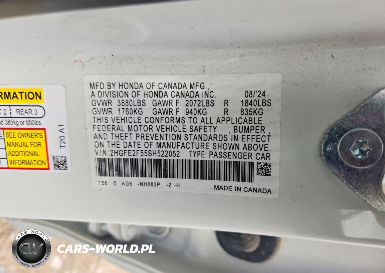 2025 Honda Civic Sport VIN:2HGFE2F55SH522052 - 12