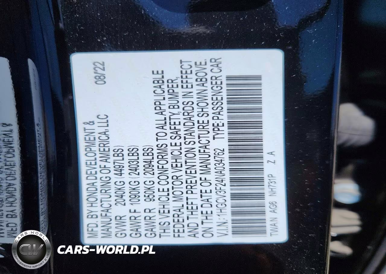 2022 Honda Accord Hybrid Sport VIN:1HGCV3F24NA034762 - 12