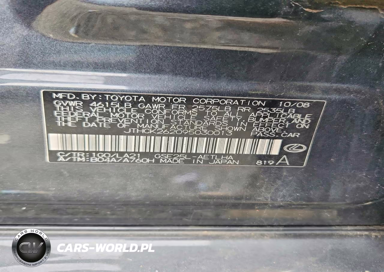 2009 Lexus Is 250 VIN:JTHCK262095030013 - 13