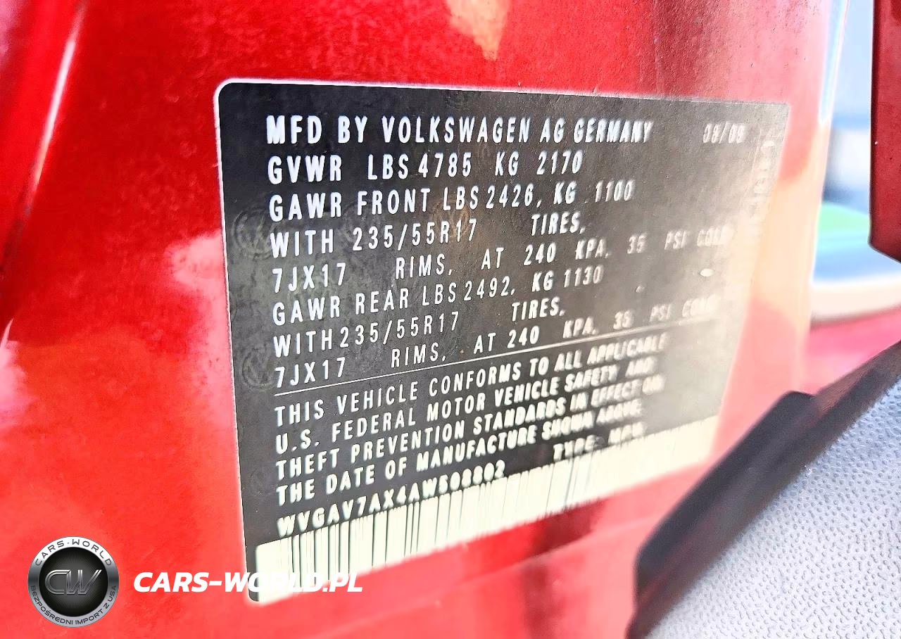 2010 Volkswagen Tiguan S VIN:WVGAV7AX4AW508802 - 13