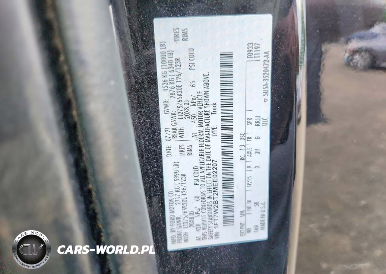 2021 Ford F250 Super Duty VIN:1FT7W2BT2MEE02207 - 12