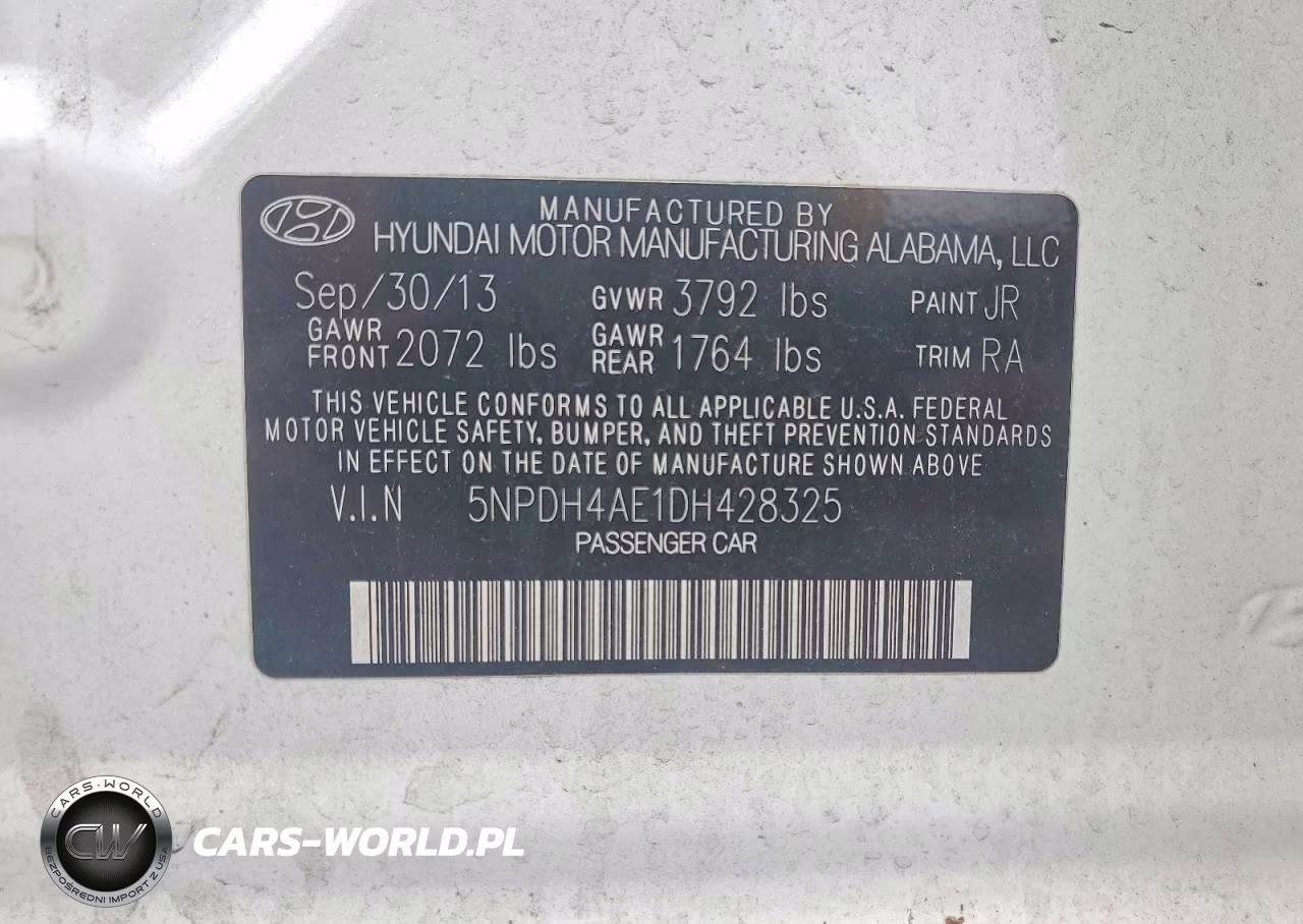 2013 Hyundai Elantra Gls VIN:5NPDH4AE1DH428325 - 12