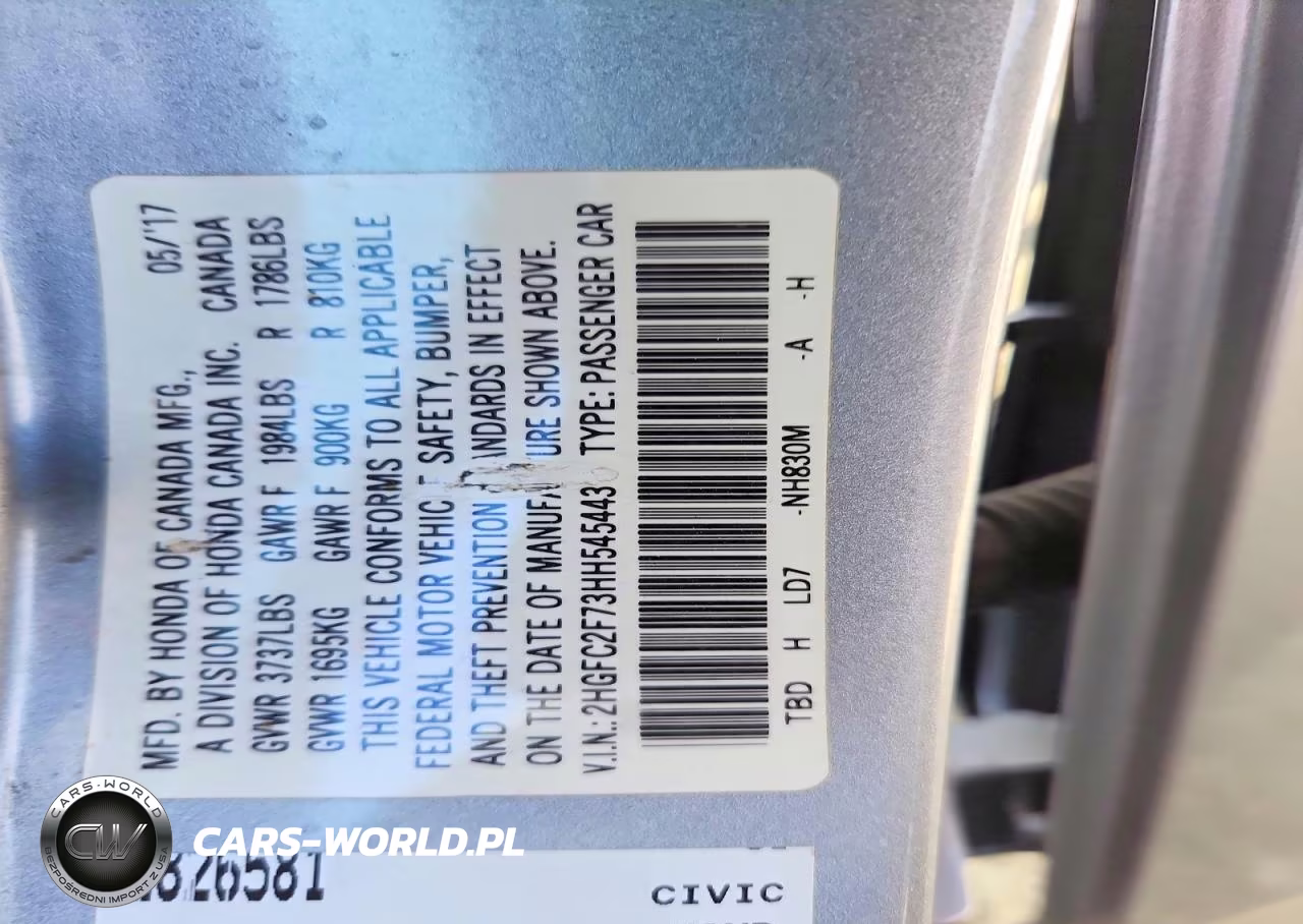 2017 Honda Civic Ex VIN:2HGFC2F73HH545443 - 12
