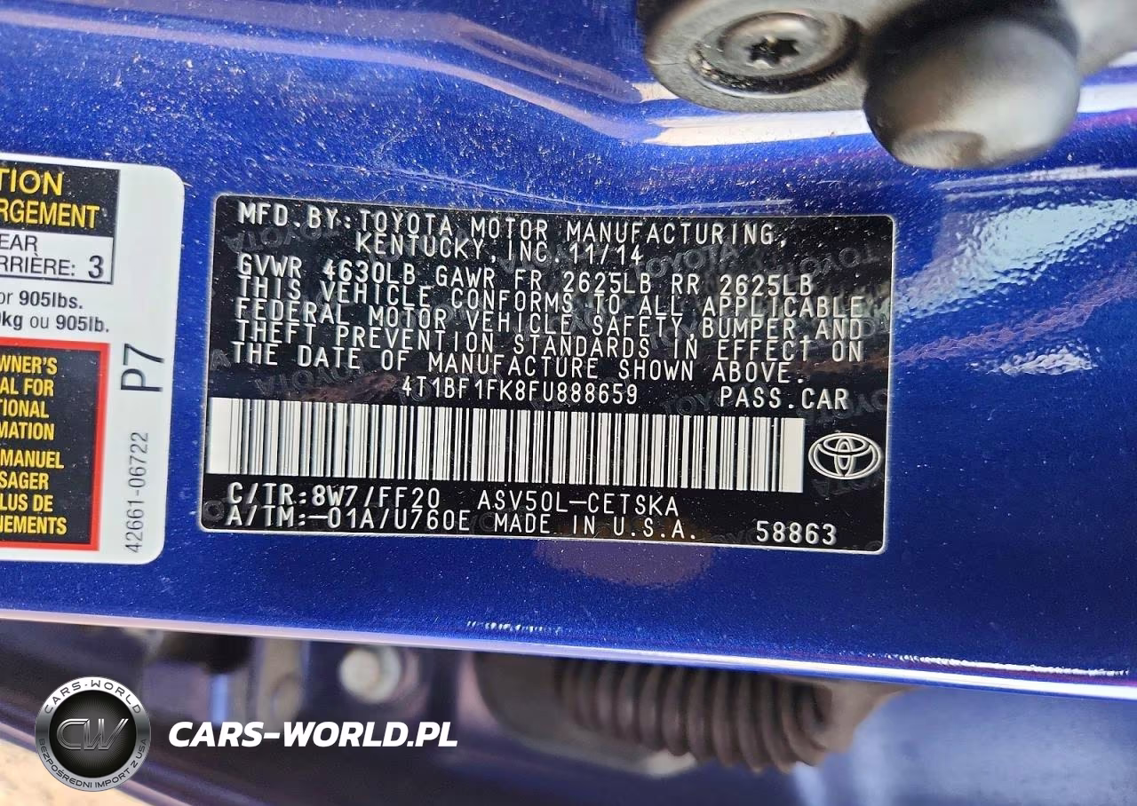 2015 Toyota Camry Se VIN:4T1BF1FK8FU888659 - 12