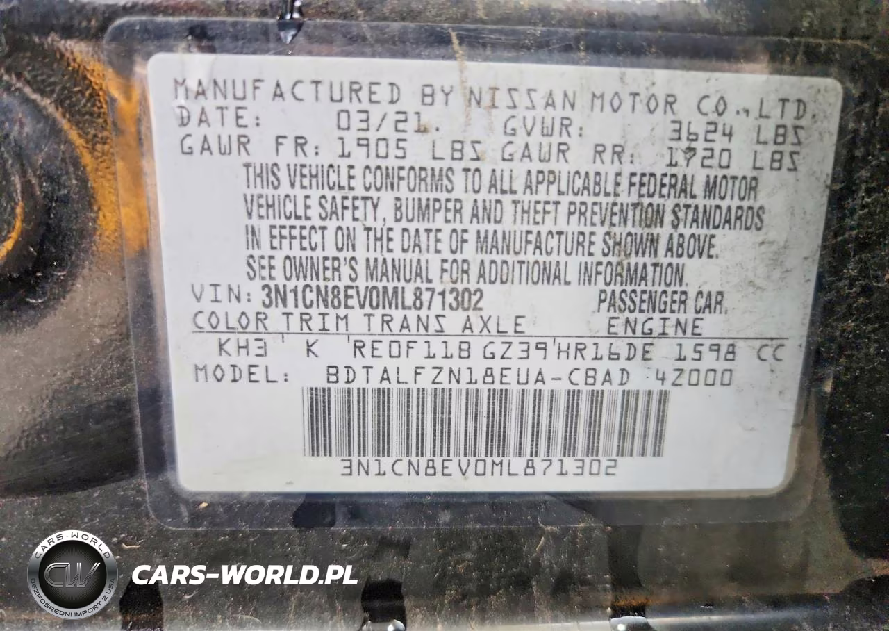 2021 Nissan Versa Sv VIN:3N1CN8EV0ML871302 - 13