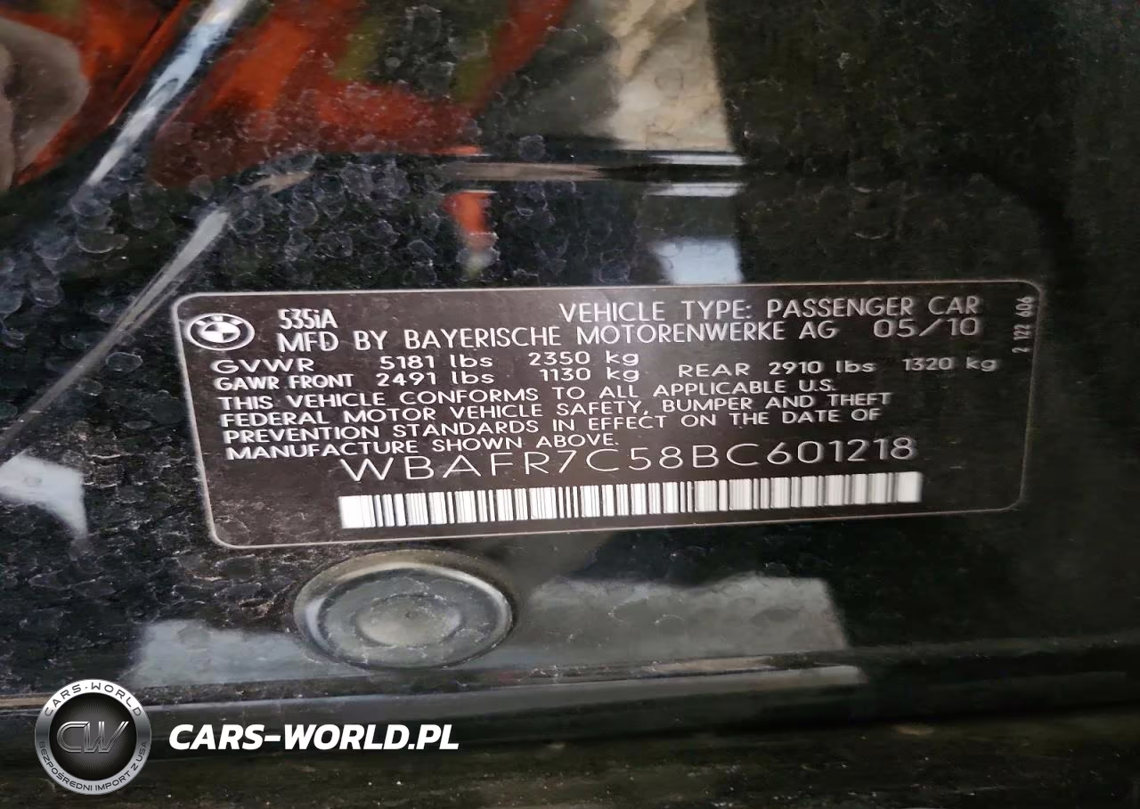 2011 BMW 535 I VIN:WBAFR7C58BC601218 - 12