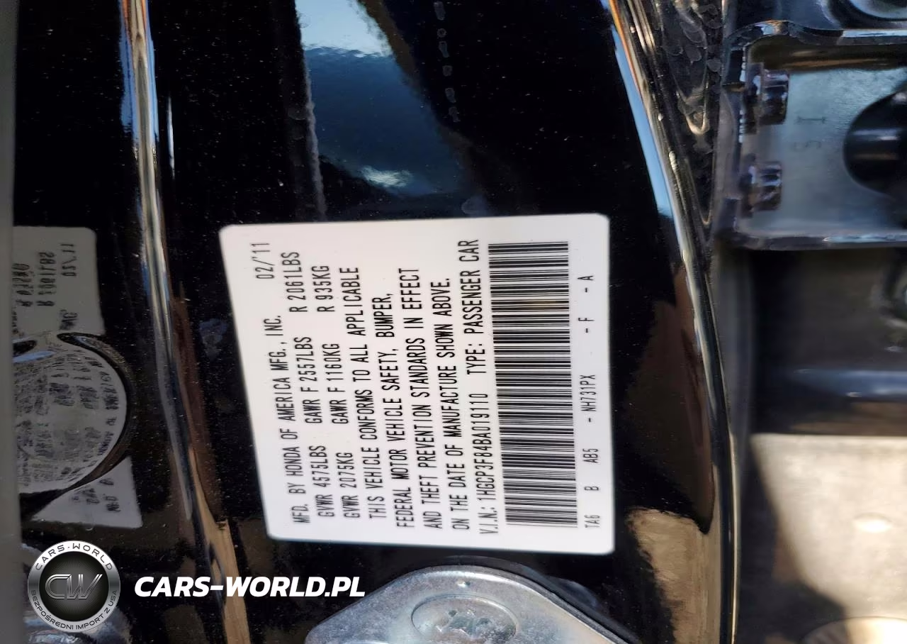 2011 Honda Accord Exl VIN:1HGCP3F84BA019110 - 12