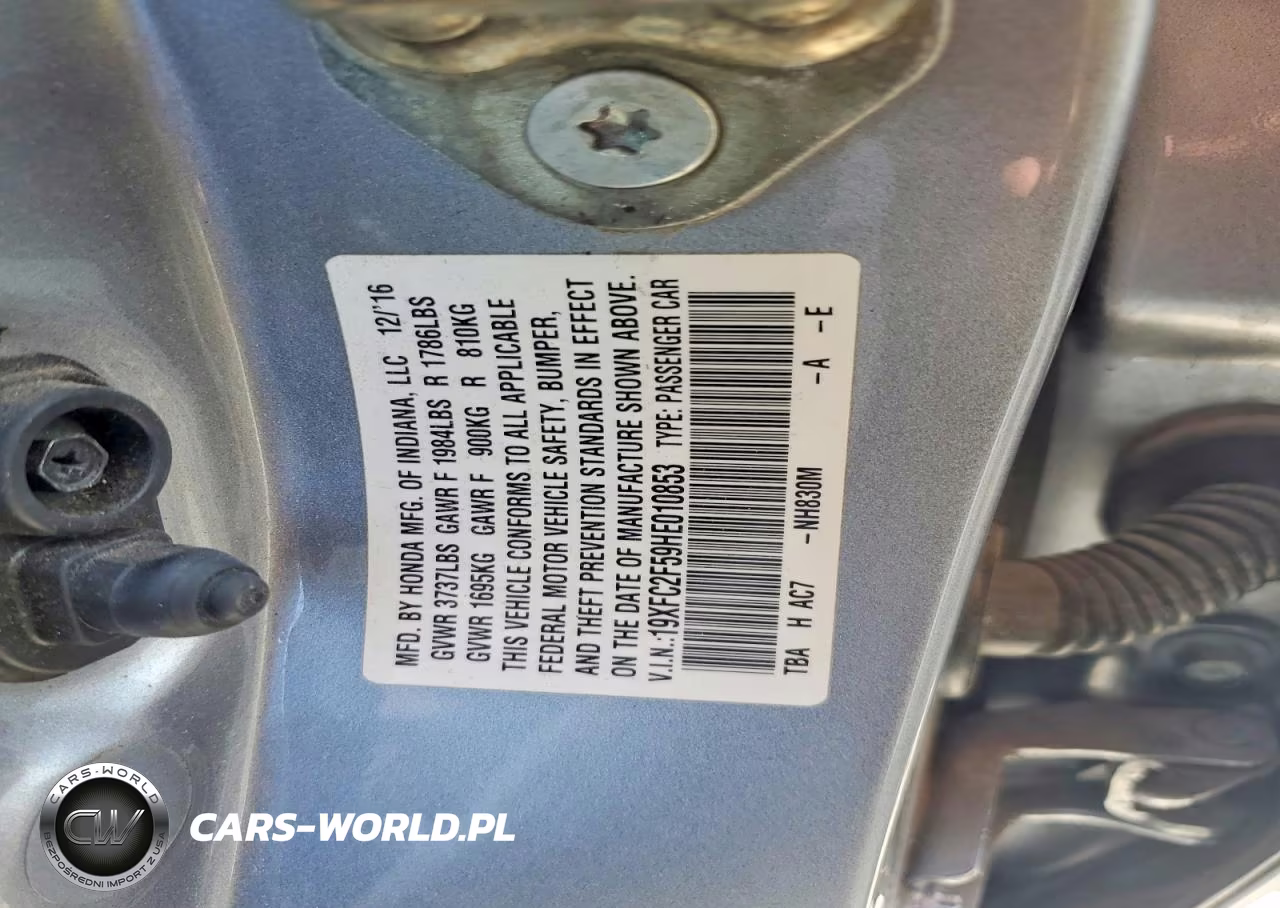2017 Honda Civic Lx VIN:19XFC2F59HE010853 - 12