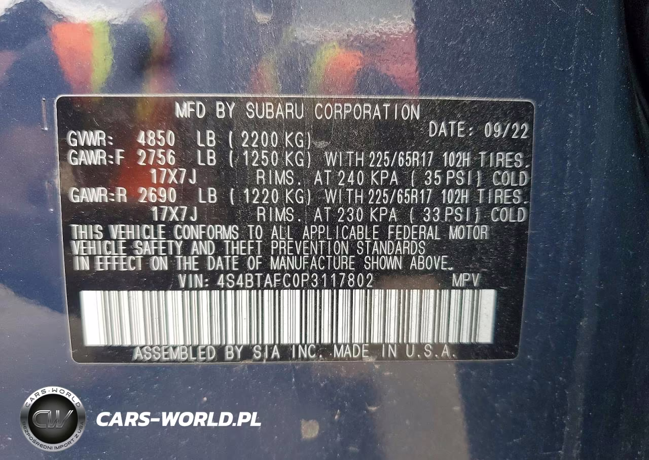 2023 Subaru Outback Premium VIN:4S4BTAFC0P3117802 - 13