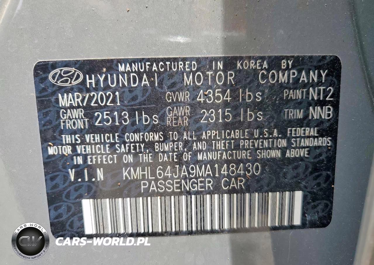 2021 Hyundai Sonata Sel VIN:KMHL64JA9MA148430 - 12