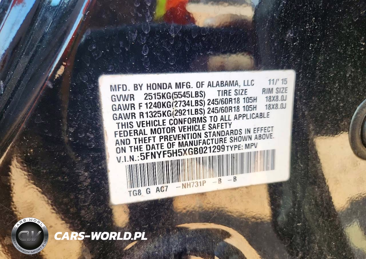 2016 Honda Pilot Exl VIN:5FNYF5H5XGB021299 - 13