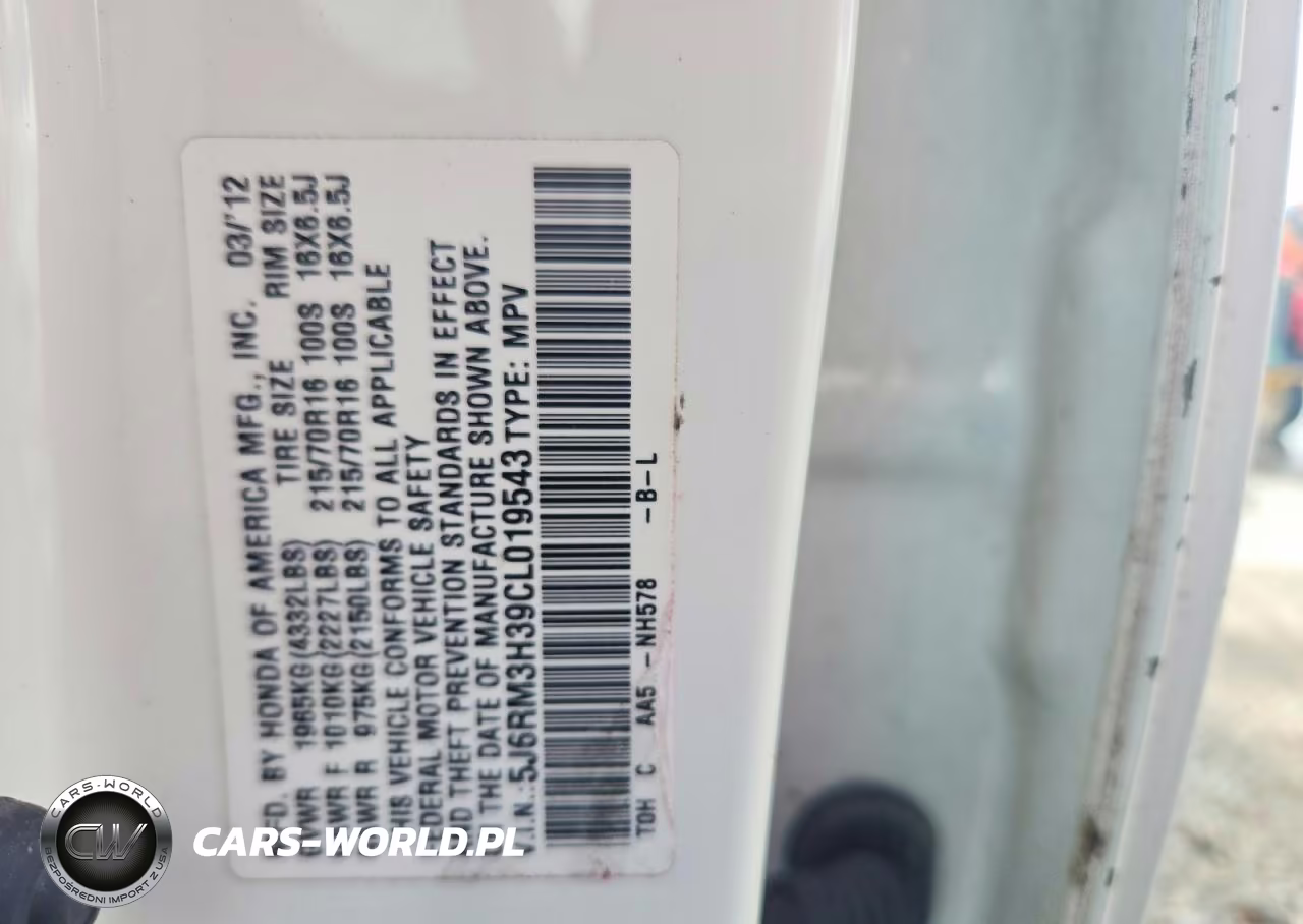 2012 Honda Cr-V Lx VIN:5J6RM3H39CL019543 - 14