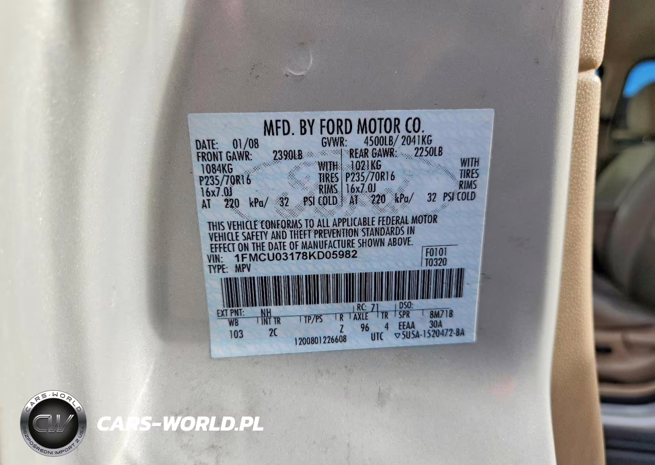 2008 Ford Escape Xlt VIN:1FMCU03178KD05982 - 13