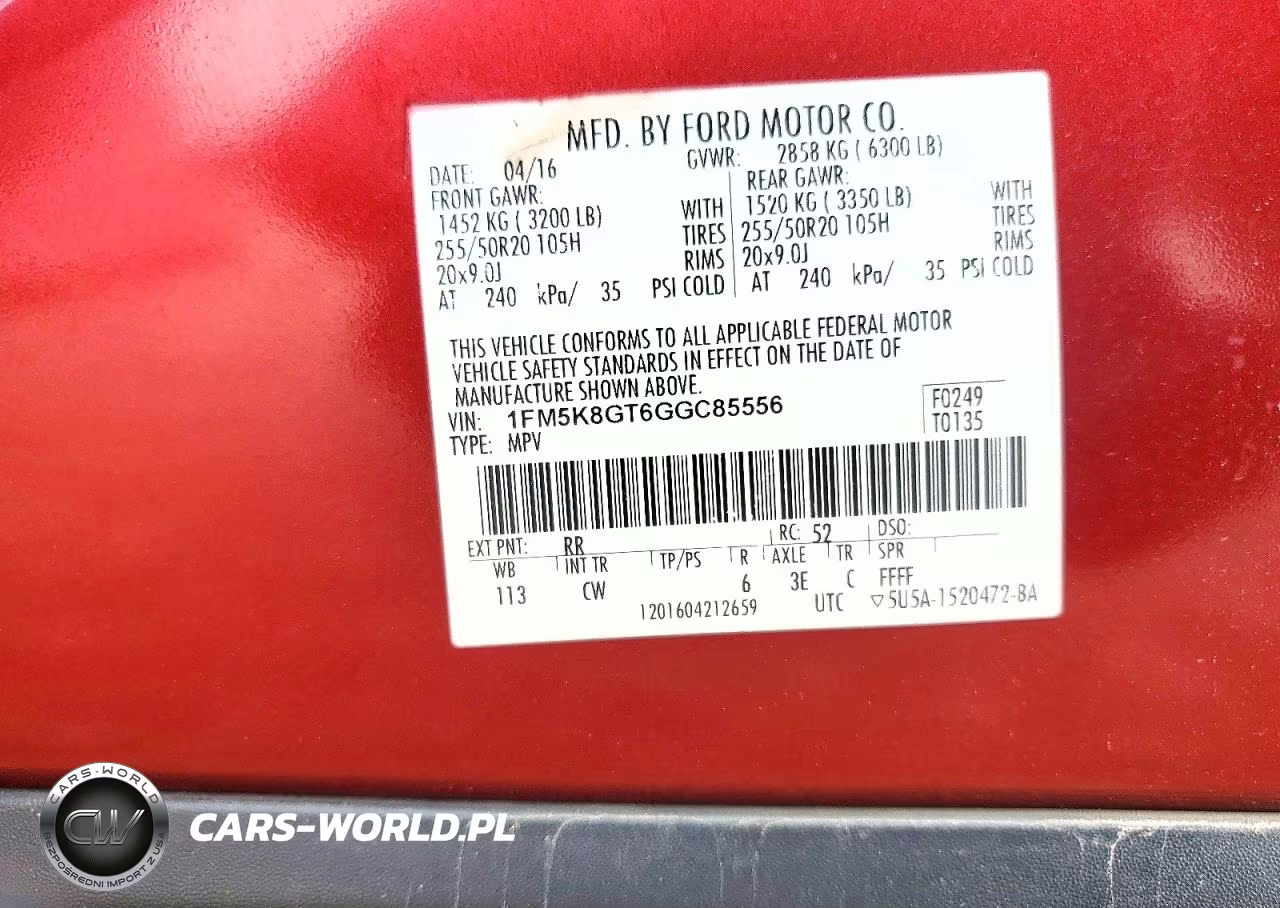2016 Ford Explorer Sport VIN:1FM5K8GT6GGC85556 - 13