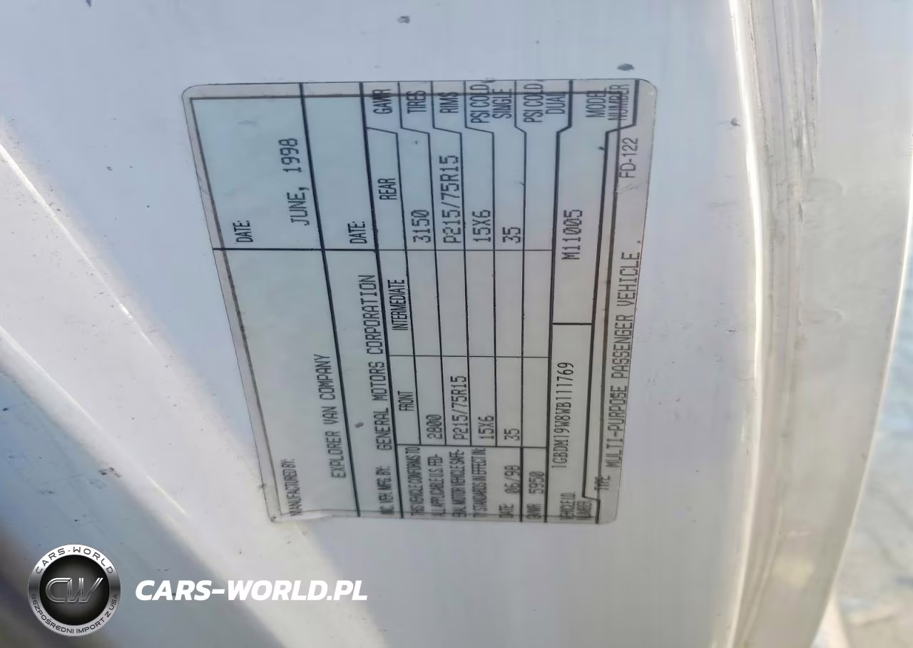 1998 Chevrolet Astro VIN:1GBDM19W8WB111769 - 13