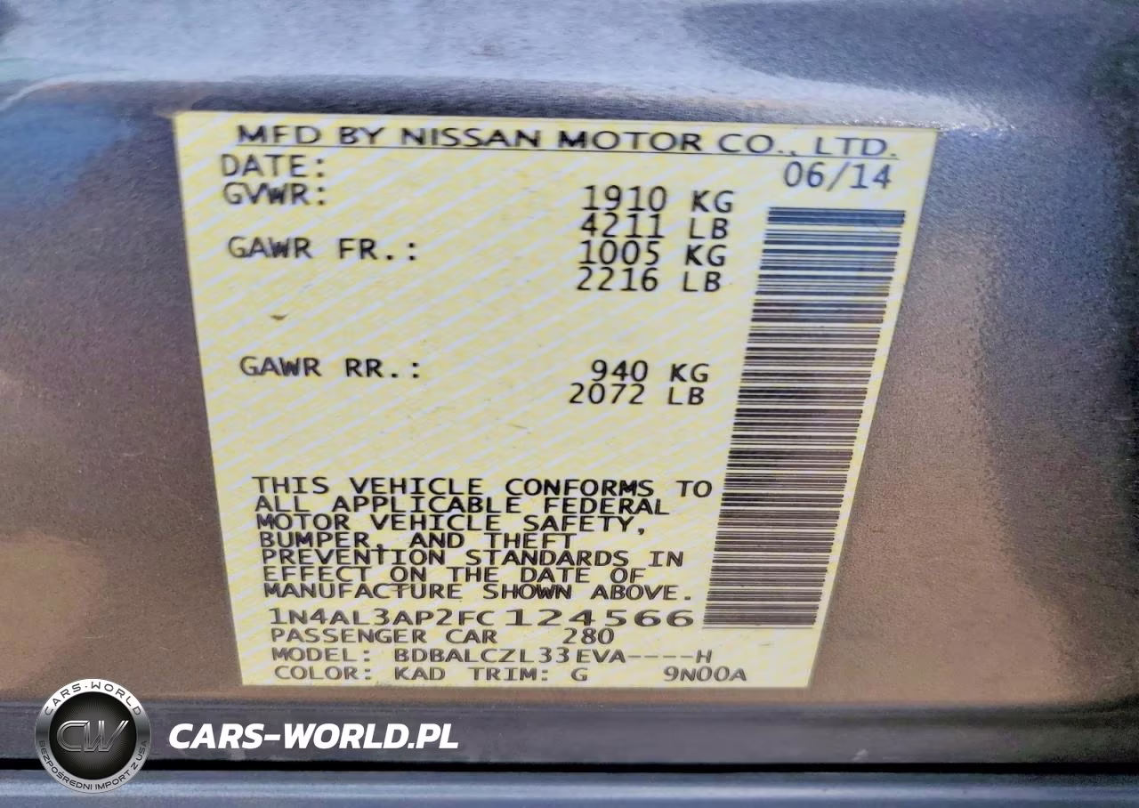 2015 Nissan Altima 2.5 S VIN:1N4AL3AP2FC124566 - 13