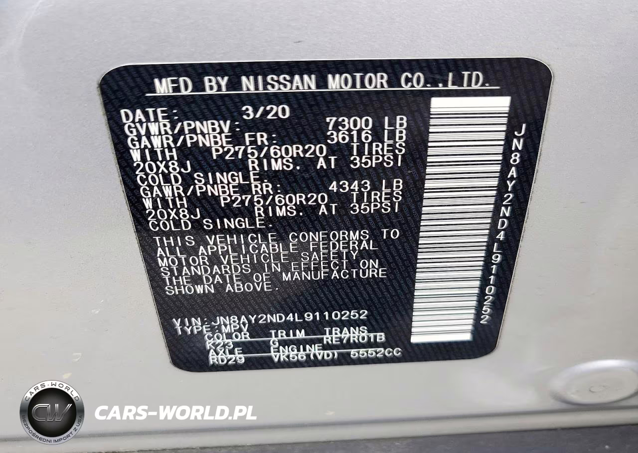 2020 Nissan Armada Sl VIN:JN8AY2ND4L9110252 - 13