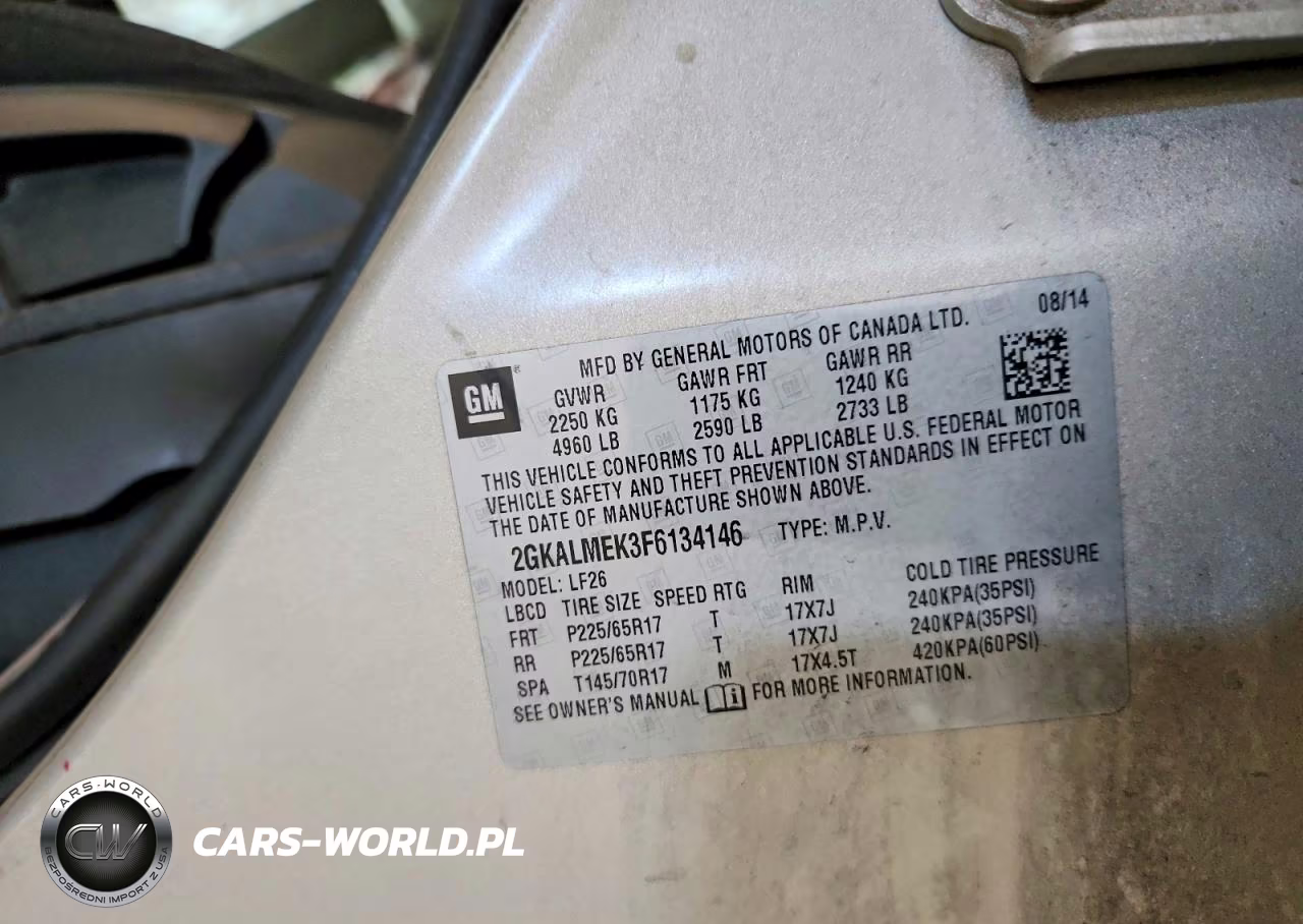 2015 GMC Terrain Sle VIN:2GKALMEK3F6134146 - 13