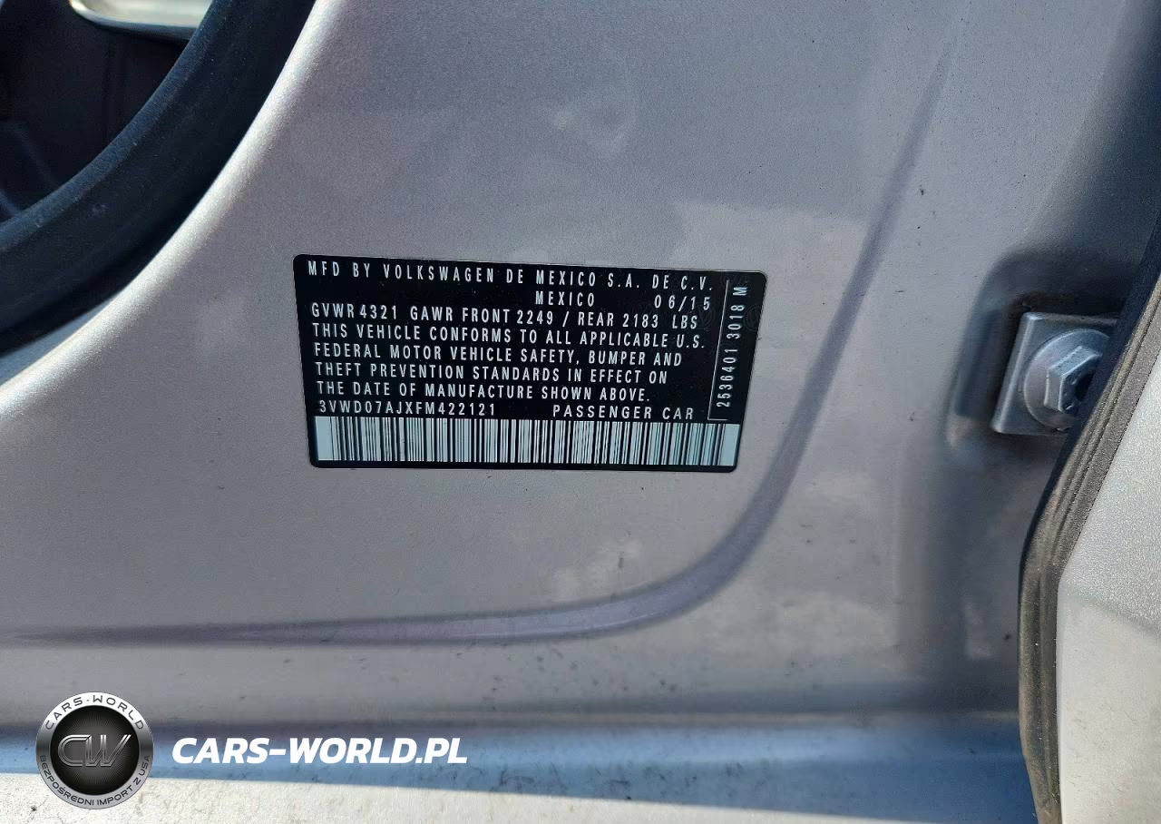 2015 Volkswagen Jetta Se VIN:3VWD07AJXFM422121 - 12