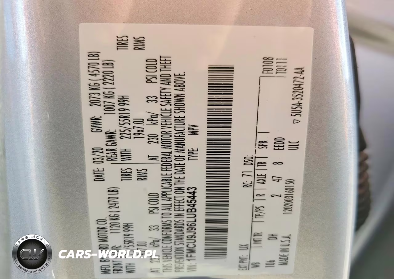 2020 Ford Escape Titanium VIN:1FMCU9J96LUB45443 - 13