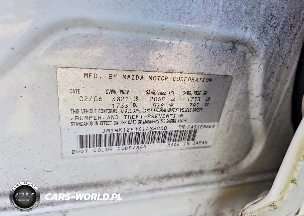 2006 Mazda 3 I VIN:JM1BK12F361488860 - 12
