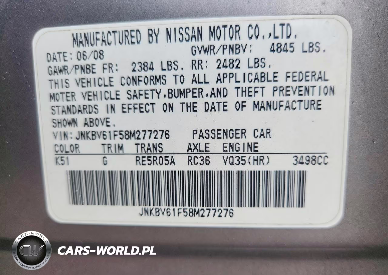 2008 Infiniti G35 X VIN:JNKBV61F58M277276 - 12