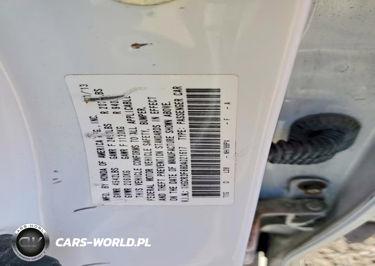 2013 Honda Accord Exl VIN:1HGCR3F88DA021617 - 13
