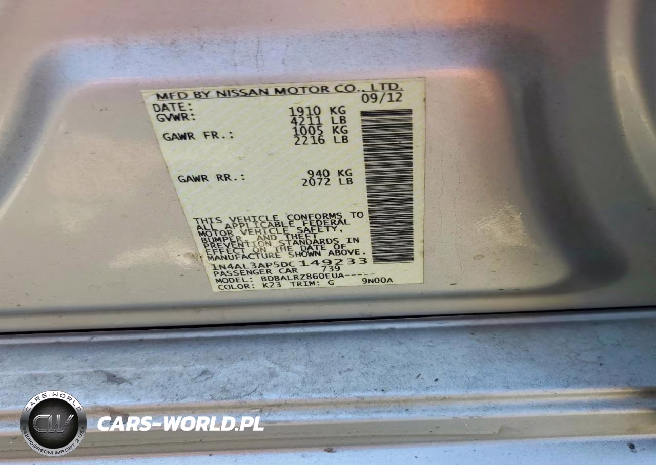 2013 Nissan Altima 2.5 VIN:1N4AL3AP5DC149233 - 12