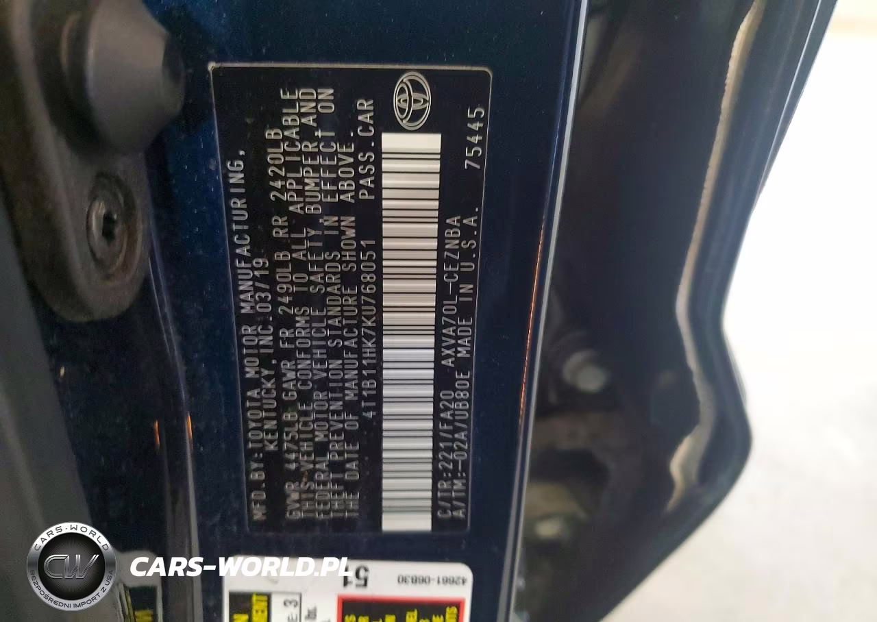 2019 Toyota Camry Le VIN:4T1B11HK7KU768051 - 12