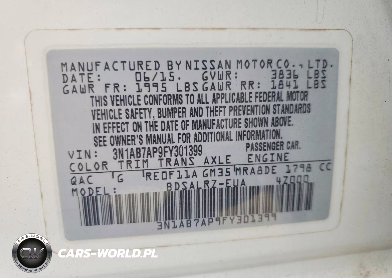 2015 Nissan Sentra Sr VIN:3N1AB7AP9FY301399 - 12