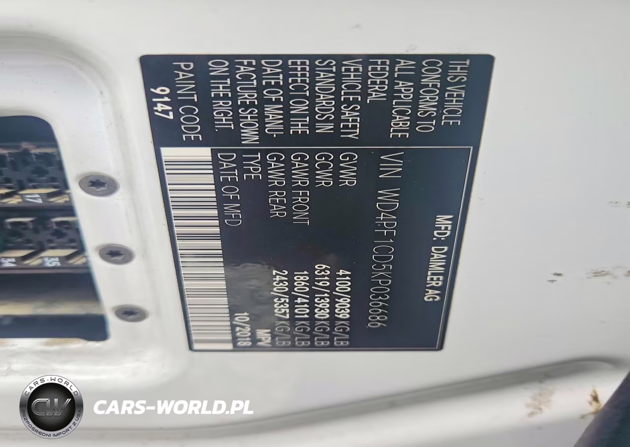 2019 Mercedes-Benz Sprinter 2500-3500 VIN:WD4PF1CD5KP036686 - 13