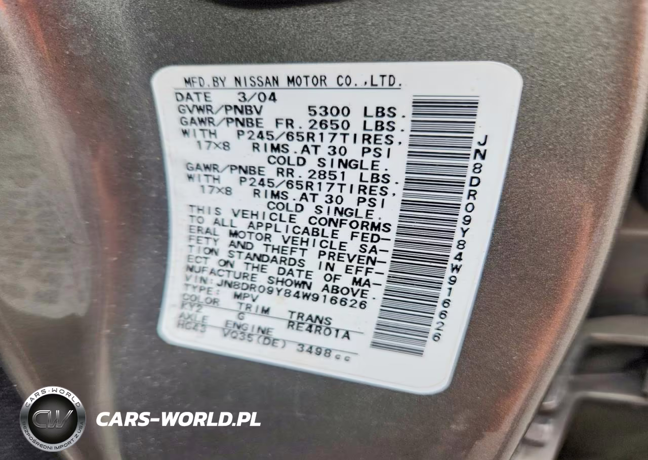 2004 Nissan Pathfinder Se VIN:JN8DR09Y84W916626 - 12