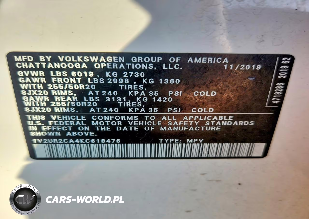 2019 Volkswagen Atlas Se VIN:1V2UR2CA4KC618476 - 13
