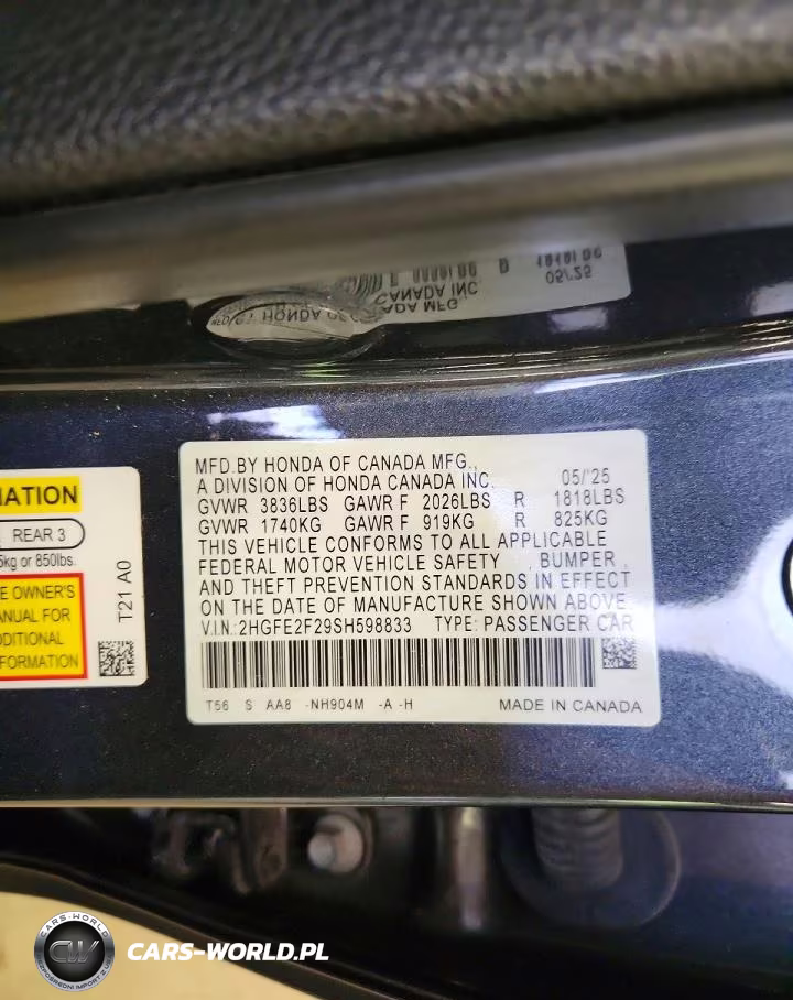 2025 Honda Civic Lx VIN:2HGFE2F29SH598833 - 12