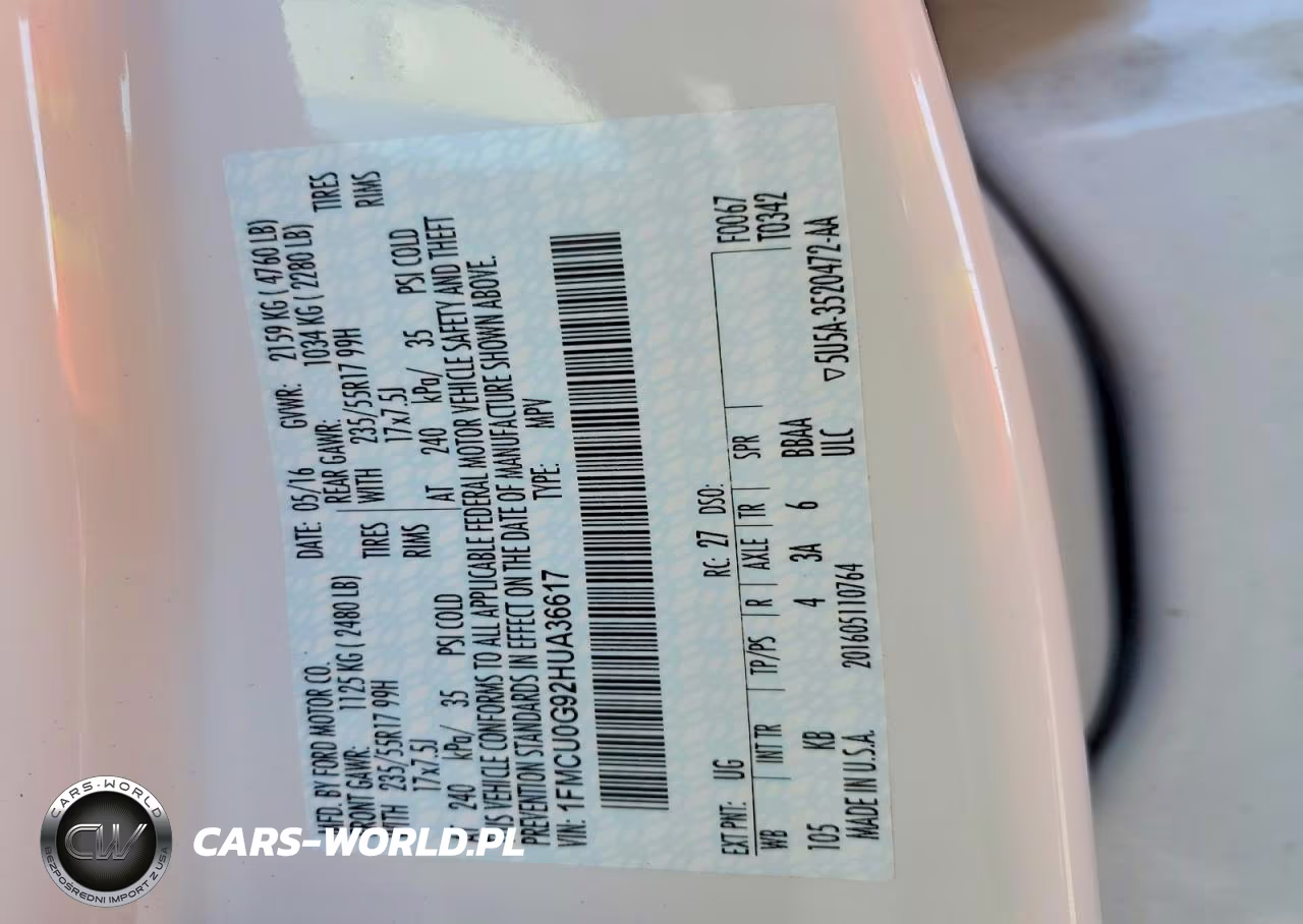 2017 Ford Escape VIN:1FMCU0G92HUA36617 - 13