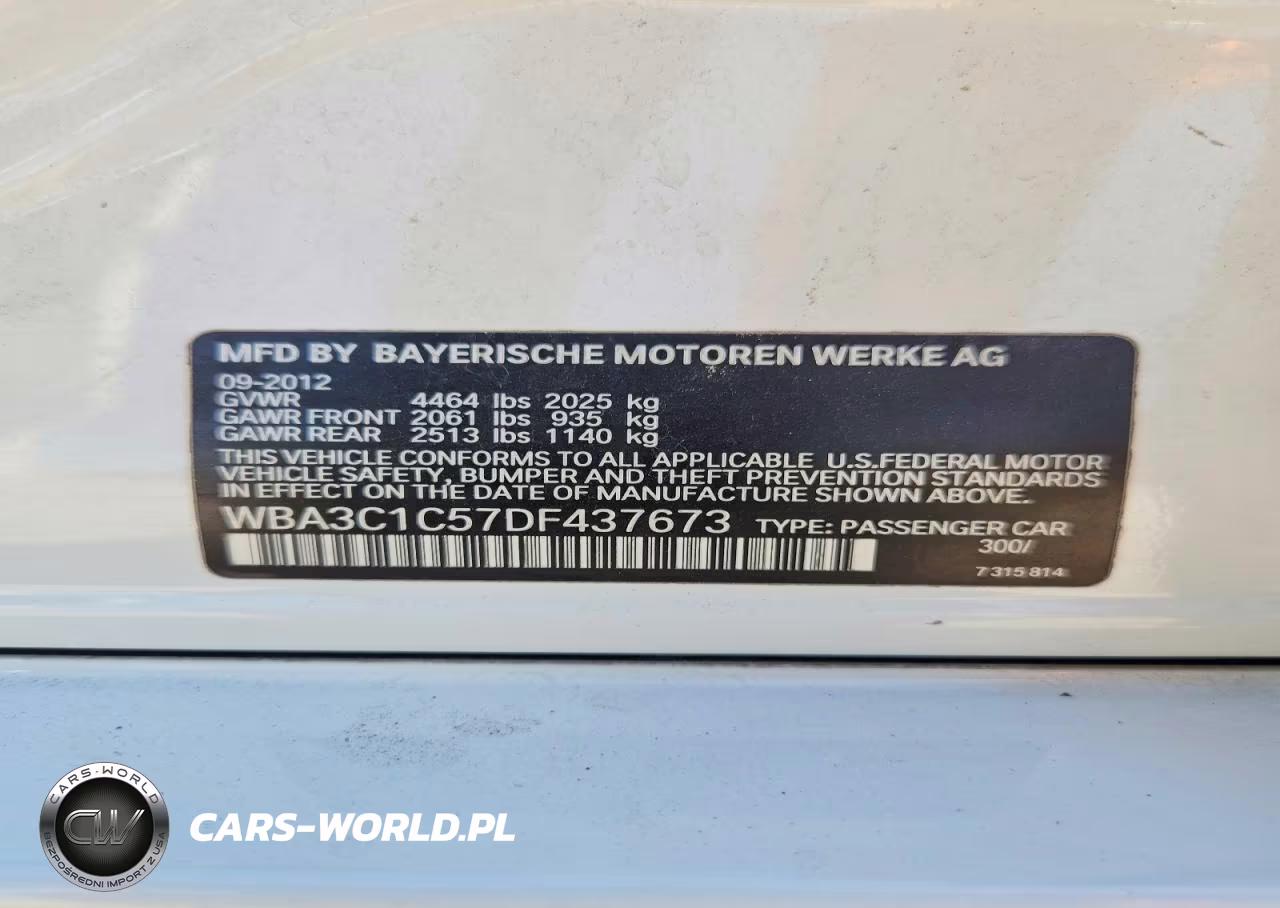 2013 BMW 328 I Sulev VIN:WBA3C1C57DF437673 - 12