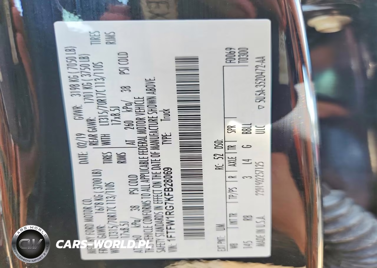 2019 Ford F150 Raptor VIN:1FTFW1RG7KFB28069 - 12